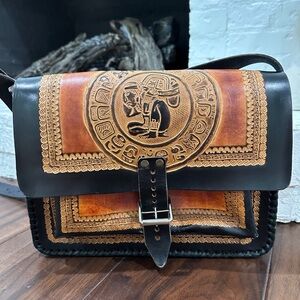 Aztec Handcrafted Crossbody Bag in Black and Brown